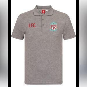 Liverpool FC Football Club Official Soccer Mens Crest Polo Shirt Gray Polo Shirt